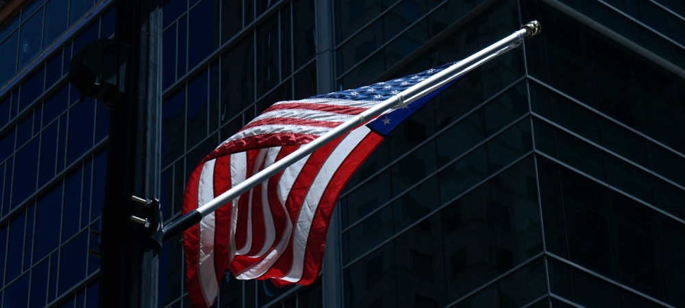 American Flag on building